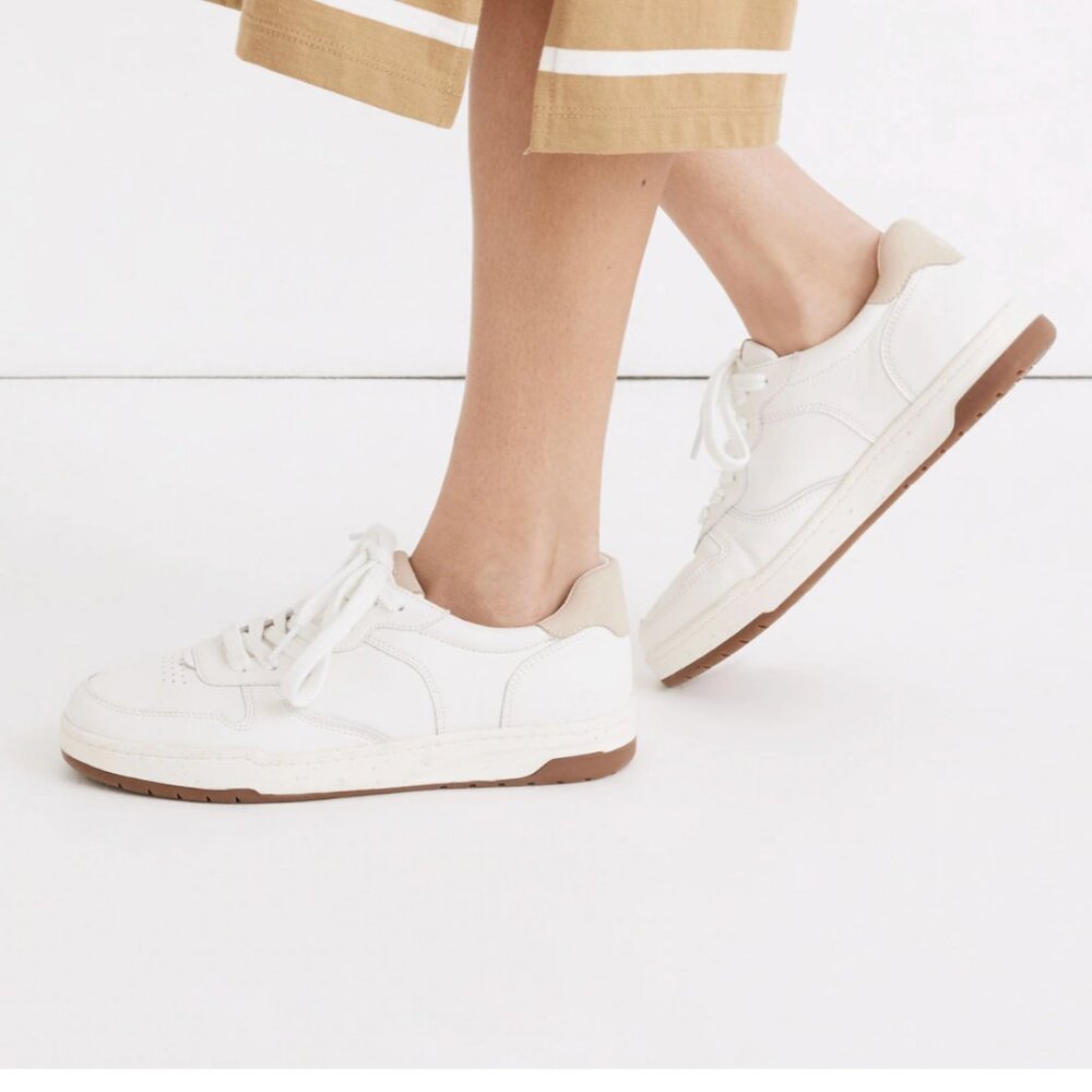 Madewell Court Sneakers in White Leather MC696 Shoes Size 10 Women's